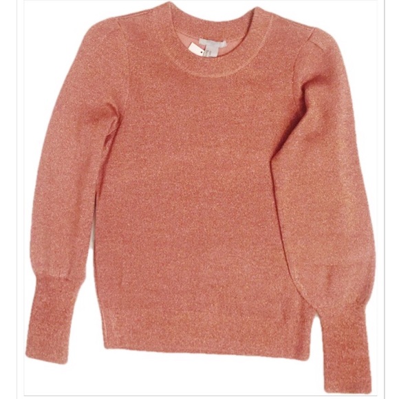 NWT Metallic Sparkle Rose Gold Fine Knit Sweater - Picture 6 of 8
